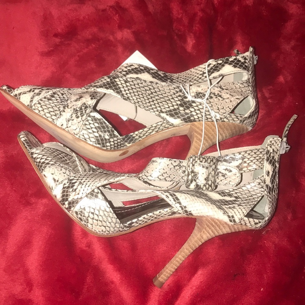 Leather strappy snakeskin heels NEW